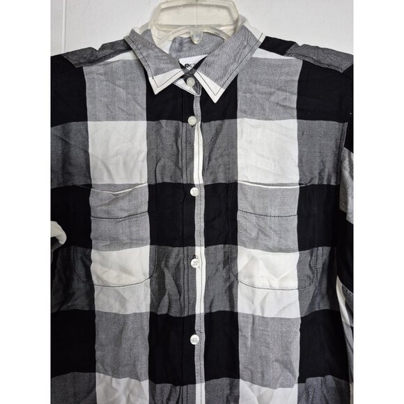 NWT STYLUS Buffalo Ivory/Black Plaid Long Sleeve Button Up Shirt Women's Size M - Picture 9 of 11